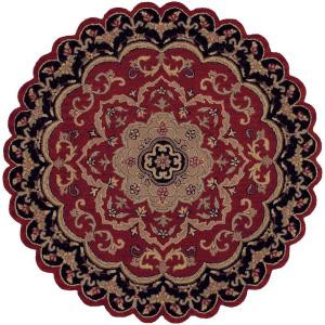 LR Resources Traditional Shape Red and Black 7 ft. 9 in. Star Plush Indoor Area Rug