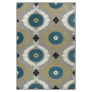Kas Rugs Perfect Scheme Grey/Blue 7 ft. 9 in. x 9 ft. 9 in. Area Rug