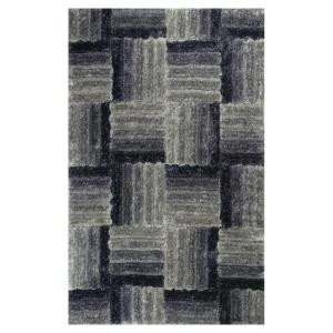 Kas Rugs Quilted Shag Grey/Black 3 ft. 3 in. x 5 ft. 3 in. Area Rug