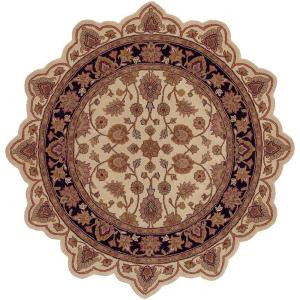 LR Resources Traditional Ivory/Black Star Shaped 5 ft. Plush Indoor Area Rug