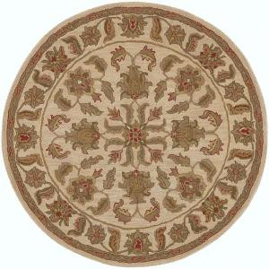 LR Resources Traditional Shape Ivory and Ivory Round Plush Indoor Area Rug