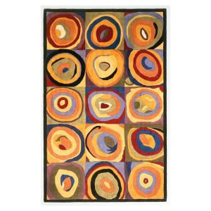 Kas Rugs Circle Abstract Multi 3 ft. 6 in. x 5 ft. 6 in. Area Rug