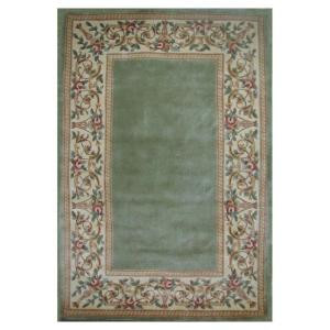 Kas Rugs Lush Floral Border Sage 8 ft. x 10 ft. 6 in. Area Rug