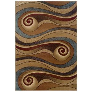 LR Resources Wave-like Design In Gold and Brown 7 ft. 9 in. x 9 ft. 9 in. Indoor Area Rug