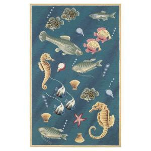 Kas Rugs Voyage Under the Sea Blue 2 ft. 6 in. x 4 ft. 2 in. Area Rug