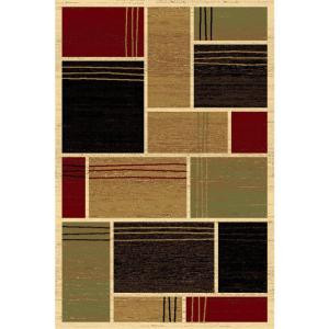 LA Rug Inc. 127/30 Melange Collection, multi-colored, with cream-colored solid outlines, 5 ft. x 8 ft. Indoor Area Rug