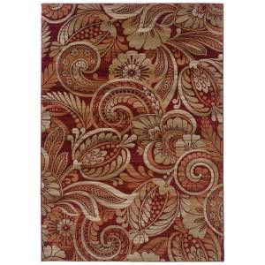 LR Resources Floral Play Cinnamon Curls 5 ft. 3 ft. x 7 ft. 6 in. Plush Indoor Area Rug