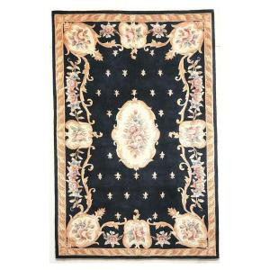 Kas Rugs Classy Aubusson Black 5 ft. 3 in. x 8 ft. Area Rug