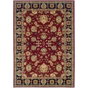 LR Resources Traditional Red and Black Rectangle 7 ft. 9 in. x 9 ft. 9 in. Plush Indoor Area Rug