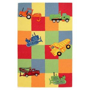Kas Rugs Trucks and Blocks Multicolor 3 ft. 3 in. x 5 ft. 3 in. Area Rug