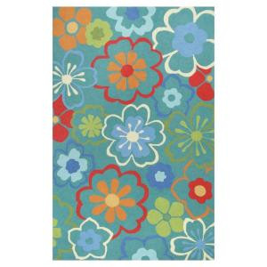 Kas Rugs Flowers at Play Blue/Red 5 ft. x 7 ft. 6 in. Area Rug
