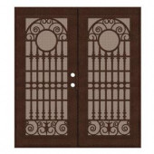 Unique Home Designs Spaniard 60 in. x 80 in. Copper Left-active Surface Mount Aluminum Security Door with Desert Sand Perforated Screen