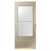 400 Series 32 in. Sandtone Aluminum Self-Storing Storm Door with Brass Hardware