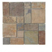 Jeffrey Court Rust Block Medley 12 in. x 12 in. Slate Wall Accent Trim Tile