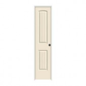 JELD-WEN Smooth 2-Panel Arch Top V-Groove Solid Core Primed Molded Prehung Interior Door