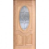 Main Door Mahogany Type Unfinished Beveled Patina 3/4 Oval Glass Solid Wood Entry Door Slab