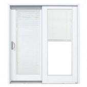 MasterPiece 59-1/4 in. x 79 1/2 in. Composite White Left-Hand Smooth Interior with Blinds Between Glass Sliding Patio Door