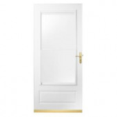 400 Series 32 in. White Aluminum Traditional Self-Storing Storm Door with Brass Hardware