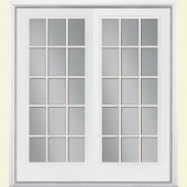 Masonite 60 in. x 80 in. White Steel Prehung Right-Hand Inswing 15 Lite Patio Door with Vinyl Frame with Brickmold