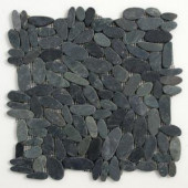 Solistone Kuala Komodo 12 in. x 12 in. Black Pebble Mesh-Mounted Mosaic Tile
