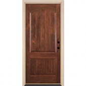 Feather River Doors 2-Panel Plank Chocolate Mahogany Fiberglass Entry Door