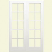 Smooth 10 Lite Solid-Core Primed Pine Double Prehung Interior French Door