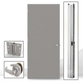 L.I.F Industries 36 in. x 80 in. Flush Gray Entrance Right-Hand Fire Proof Door Unit with Knockdown Frame