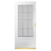 EMCO 300 Series 36 in. White Aluminum Triple-Track Colonial Storm Door with Brass Hardware