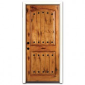 Steves & Sons Rustic 2-Panel Plank Stained Knotty Alder Wood Entry Door