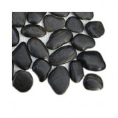 Splashback Tile 3D Pebble Rock Jet Black Stacked Marble Mosaic Floor and Wall Tile - 6 in. x 6 in. Tile Sample