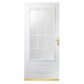 400 Series 32 in. White Aluminum Colonial Self-Storing Storm Door with Brass Hardware