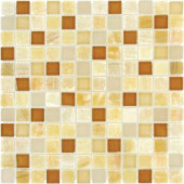 MS International Honey Onyx Caramel Mosaic 1 in. x 1 in. Glass-Stone Floor And Wall Tile