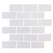 U.S. Ceramic Tile Color Collection Bright Snow White 12 in. x 12 in. Brick Mosaic Tile