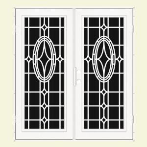 Unique Home Designs Modern Cross 72 in. x 80 in. White Right-Hand Recessed Mount Aluminum Security Door with Charcoal Insect Screen