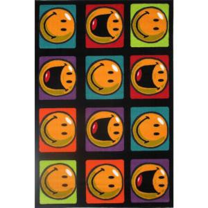 LA Rug Inc. Smiley Happy and Smiling Multi Colored 19 in. x 19 in. Accent Rug