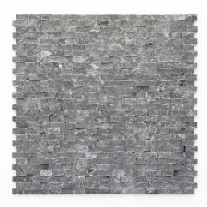 Solistone Modern Madrid 12 in. x 12 in. Black Natural Split Marble Mosaic Tile