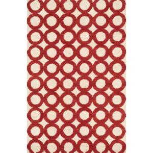 Loloi Rugs Weston Lifestyle Collection Ivory Red 3 ft. 6 in. x 5 ft. 6 in. Area Rug