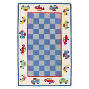 Kas Rugs Cars Blue/Ivory 7 ft. 6 in. x 9 ft. 6 in. Area Rug
