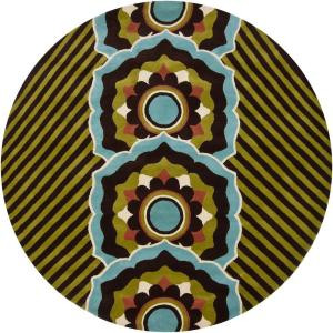 Chandra Dharma Green/Blue 7 ft. 9 in. Round Area Rug