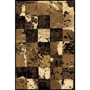 LA Rug Inc. 128/80 Melange Collection, checkered with cream, beige, brown and black colors, 5 ft. x 8 ft. Indoor Area Rug