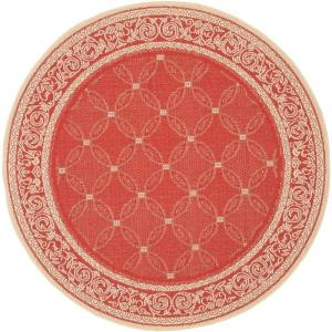 Safavieh Courtyard Red/Natural 5.3 ft. x 5.3 ft. Round Area Rug