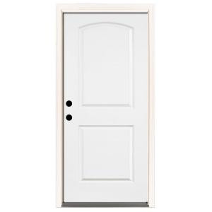 Steves & Sons Premium 2-Panel Arch Primed White Steel Entry Door with 36 in. Right-Hand Inswing and 6 in. Wall