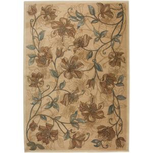 Rizzy Home Bellevue Collection Beige Floral 7 ft. 10 in. x 10 ft. 10 in. Area Rug