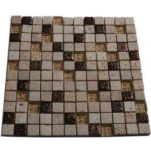 Splashback Tile Tapestry Hydraneum Mixed Materials with Copper Deco 12 in. x 12 in. Floor and Wall Tile