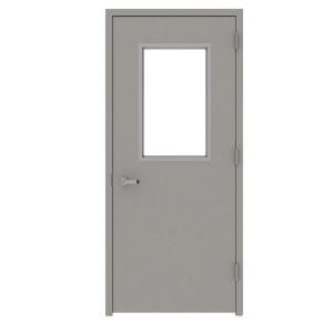 L.I.F Industries 36 in. x 84 in. Gray Vision 1/2-Lite Left-Hand Door Unit with Welded Frame