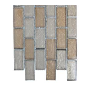Splashback Tile Cocoa Blend 1 in. x 2 in. Glass Tile - 6 in. x 6 in. Tile Sample