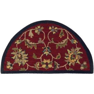 LR Resources Traditional Red and Navy 2 ft. 3 in. x 3 ft. 10 in. Half Moon Plush Indoor Area Rug