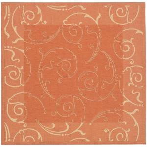 Safavieh Courtyard Terracotta/Natural 7 ft. 10 in. x 7 ft. 10 in. Square Area Rug