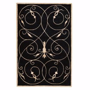 Home Decorators Collection Scrolls Black 3 ft. 6 in. x 5 ft. 6 in. Area Rug