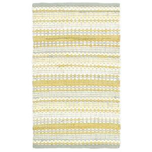 LR Resources Cotton Dhurry Yellow and Grey 8 ft. x 10 ft. Braided Indoor Area Rug